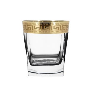 Whiskey Glass 6pc 10.50 oz Set Gold Baroque Pattern          643700324740