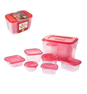 Food Container 48pc Set Plastic with Red Lid                 643700325662
