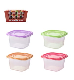 Square Food Container 3pc Set 32.5Oz Plastic with Purple Gre 643700325716
