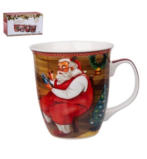 Jumbo Christmas mug 2pc set 19 oz New Bone China             643700343581