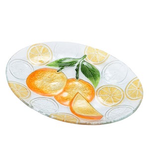 Oval Orange Glass Plate 16in                                 643700350312
