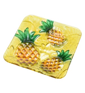 Square Pineapple Glass Plate 8in                             643700350329