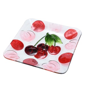 Square Cherry Glass Plate 10in                               643700350350