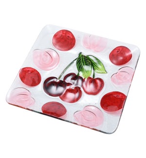 Square Cherry Glass Plate 12in                               643700350367