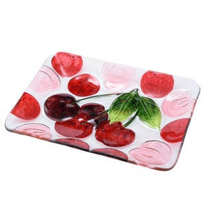 Rectangular Cherry Glass Plate 12in                          643700350374