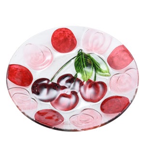Round Cherry Glass Plate 10in                                643700350404