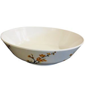 Melamine Serving Bowl Large 8.5in Yellow Orchid Flower       643700351951