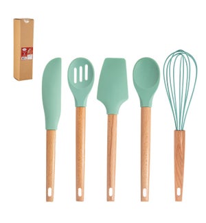 Baking Tool 6pc Set Silicone with Beech Wood Handle          643700353078
