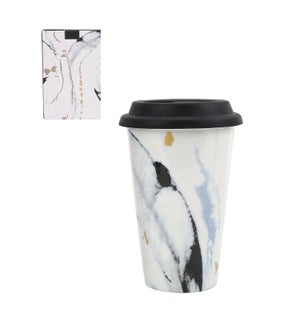 Travel Mug 15oz single wall with black silicon cover Porcela 643700355454