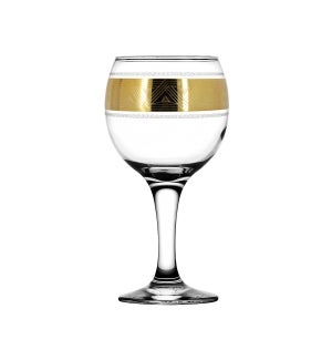 "Wine Glass 6pc set with ""Pyramid"" pattern 9 oz,Gold color 643700357519