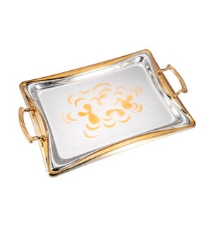 Serving Tray 2pc set 17.5 in and 14 in Iron Spray gold on ed 643700358028