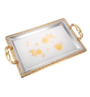 Serving Tray 2pc set 17.5 in and 14 in Iron Spray gold on ed 643700358110
