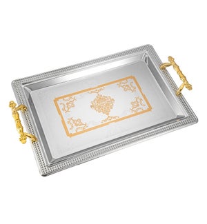 Serving Tray 2pc set 17.5 in and 14 in Iron Gold pattern Gol 643700358165