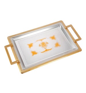 Serving Tray 2pc set 17.5 in and 14 in Iron Spray gold on ed 643700358141