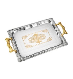 Serving Tray 2pc set 17.5 in and 14 in Iron Gold pattern Gol 643700358189