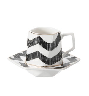 New Bone China Coffee Cup and Saucer 6 by 6 Set with Decal   643700360960