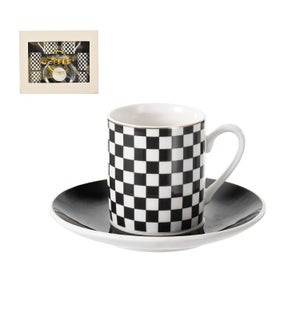 Porcelain Coffee Cup and Saucer 6 by 6 Set with Decal and Go 643700361059