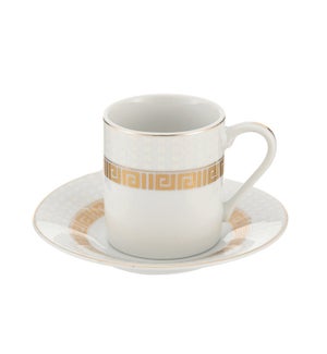 Super White Porcelain Coffee Cup and Saucer 6 by 6 Set       643700371379