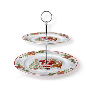 New Bone China Round Cake Stand 2 Tier 7.5in and 10.5in with 643700373182