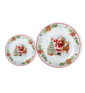 New Bone China Plate 7pc Set 8in and 10.5in with Christmas D 643700372956