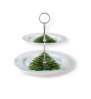 New Bone China Round Cake Stand 2 Tier 7.5in and 10.5in with 643700373199