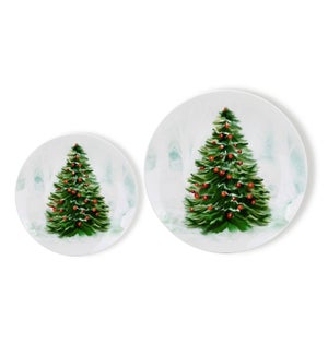 New Bone China Plate 7pc Set 8in and 10.5in with Christmas D 643700372963