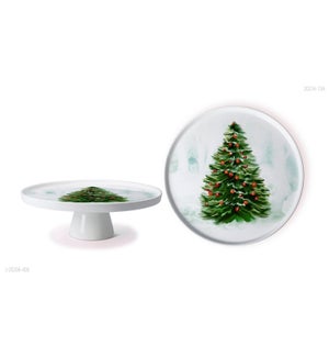 New Bone China Serving Platter 11in with StandChristmas Desi 643700372925