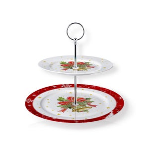 New Bone China Round Cake Stand 2 Tier 7.5in and 10.5in with 643700373205