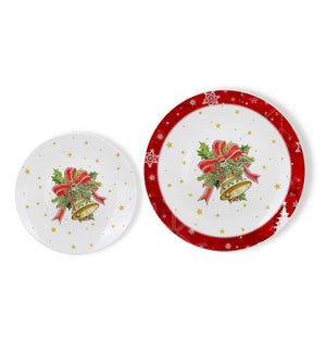 New Bone China Plate 7pc Set 8in and 10.5in with Christmas D 643700372970