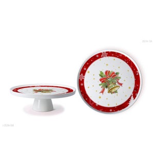 New Bone China Serving Platter 11in with StandChristmas Desi 643700372932
