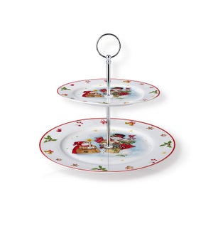 New Bone China Round Cake Stand 2 Tier 7.5in and 10.5in with 643700373212