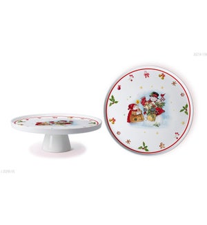 New Bone China Serving Platter 11in with StandChristmas Desi 643700372949