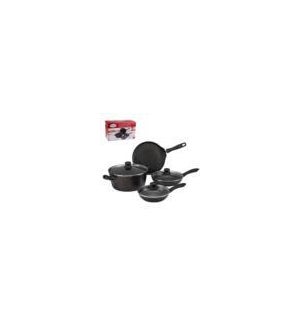 Forged Cookware 7pc Set Alum.Black Nonstick with Marble Coat 643700311078