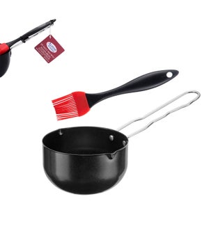 Sauce Pan SS 4.5x2.5in Nonstick Coating,with 8in Silicone Br 643700311894