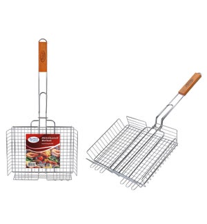 BBQ Grill Basket 24.5in Rectangular with Wood Handle         643700023100