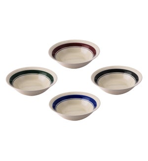 Salad Bowl 9in Stoneware banded 4 Colors                     643700052032