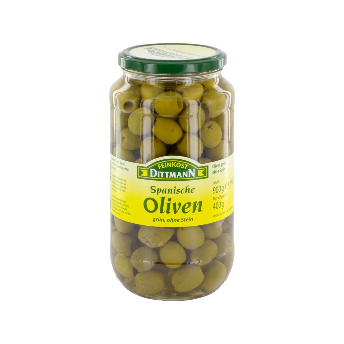 Dittmann Spanish Green Pitted Olives 31.7oz 900g             400223940100
