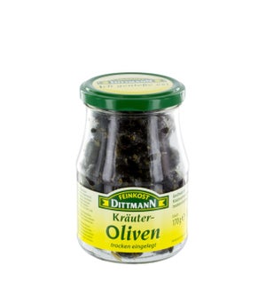 Dittmann Black Pitted Olives Marinated with Herbs 6oz 170g   400223942960
