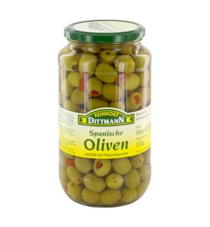 Dittmann Green Olives Stuffed with Red Pepper Paste 31.7oz 9 400223943800