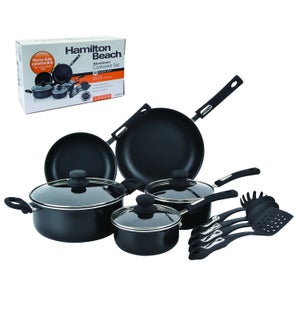 HB 12pc Aluminum cookware set, 3.0mm, black, Nonstick interi 643700229113