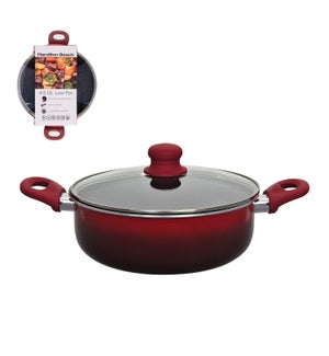 HB Low Pot Aluminum12in Nonstick Coating with Glass Lid, Sof 643700267559