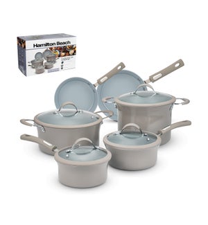 HB 10pc aluminum cookware set, 3.0mm, champagn, grey ceramic 643700228703