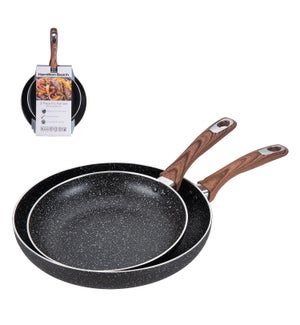 HB Fry pan 2pc Set Alum. 9.5in and 12in Nonstick with Marble 643700308818