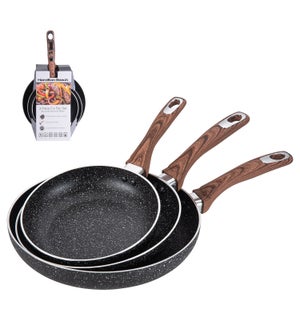 HB Fry Pan 3pc Set Alum.8in,9.5in,11in Nonstick with Marble  643700308825