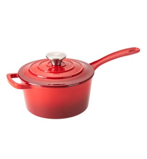 HB Sauce Pan Cast Iron 2Qt Enamel Coating, with SS Knob, Red 643700357175