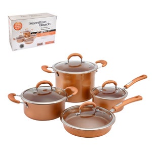 HB Cookware 8pc Set Alum Whitford Fusion Copper Ceramic Coat 643700254962