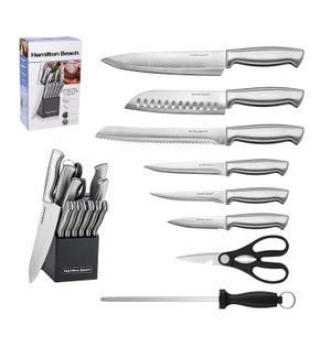 HB 14pc cutlery set stainless steel sandwich handle black pa 643700222350