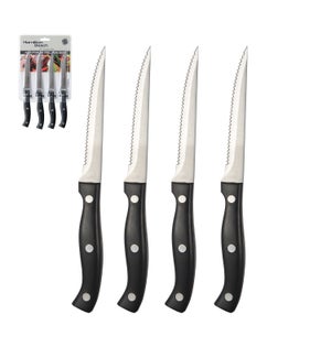 HB 4pc steak knife set, 1.5mm, ABS full tang with rivets in  643700222091