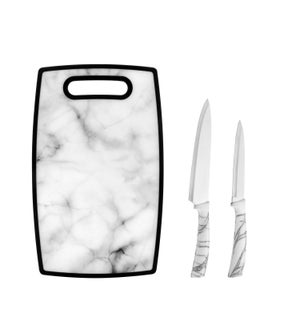 Hamilton Beach Knife 2pc Set S/S w/White Marble Color PP Han 643700261557