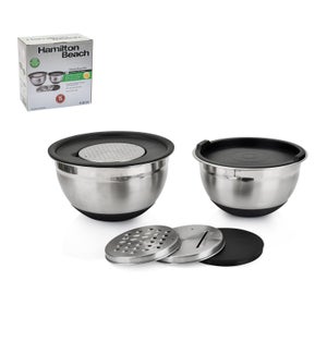 Hamilton Beach Mixing Bowl 2pc Set SS 7in,8in with PE Lid an 643700256652